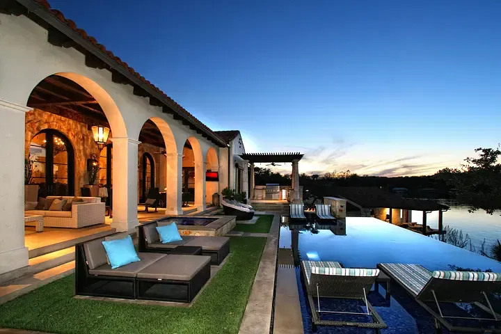 Elegant luxury home exterior showcasing perfectly maintained finishes.