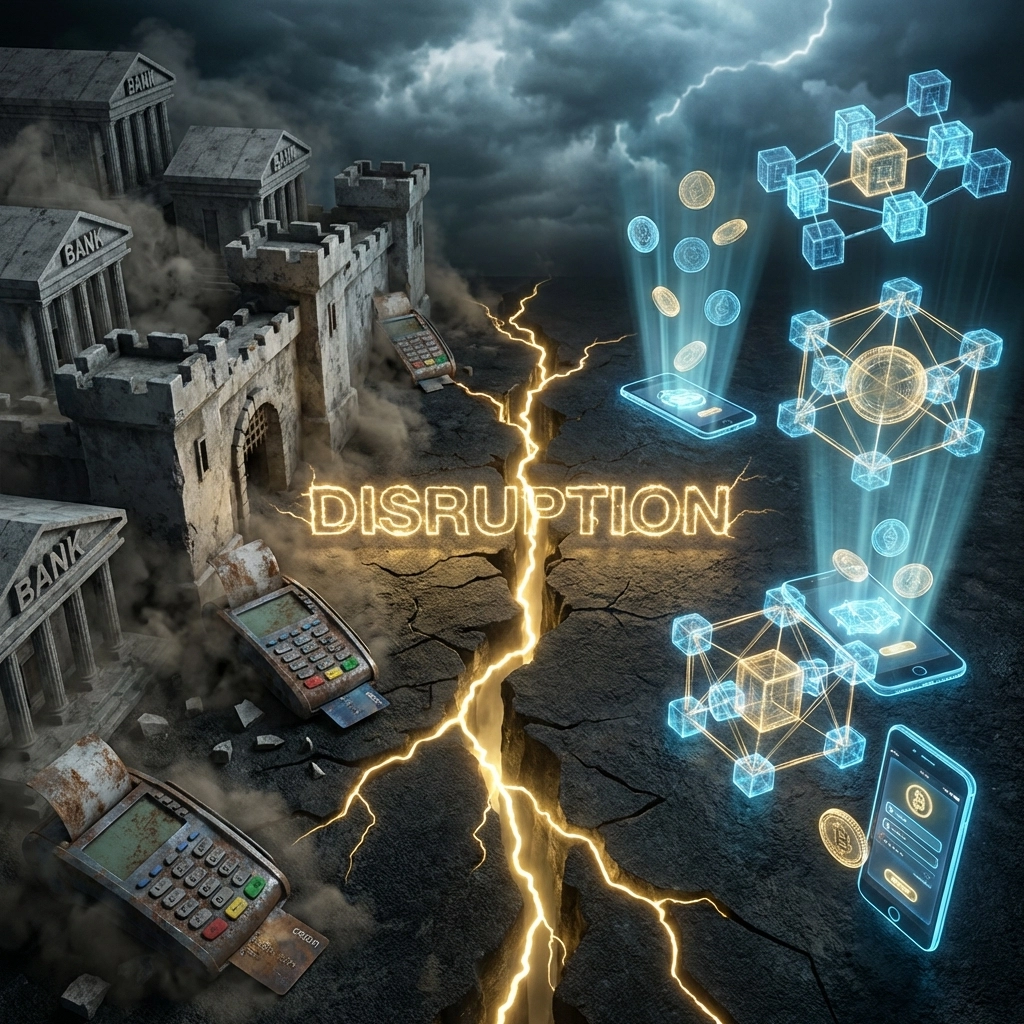 Visual comparison of traditional payment systems versus innovative crypto POS solutions for small business