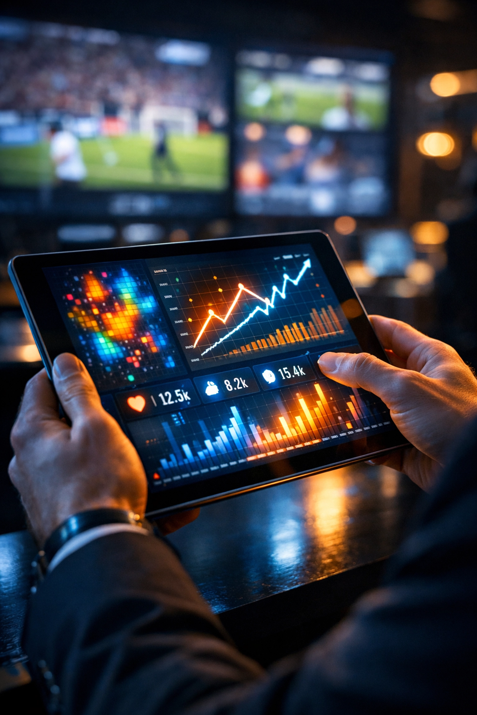 Digital marketing dashboard displaying rising social media engagement metrics for an NIL Super Bowl campaign.