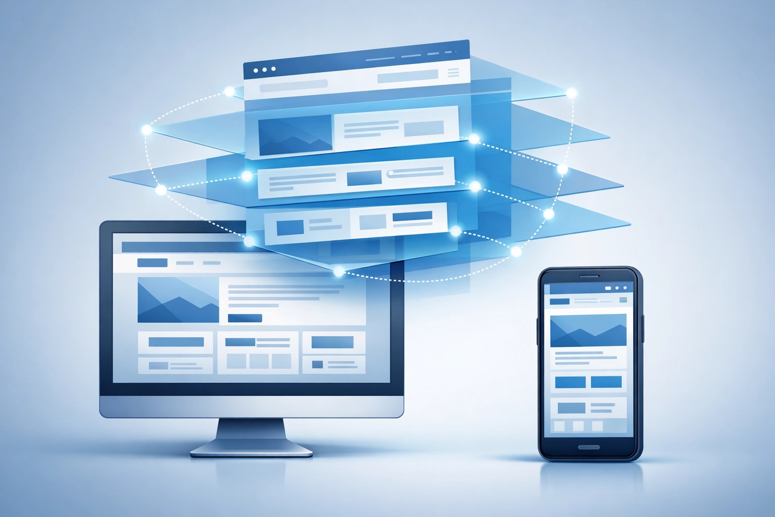 Modern website layout across desktop and mobile screens showing clear visual hierarchy for users.