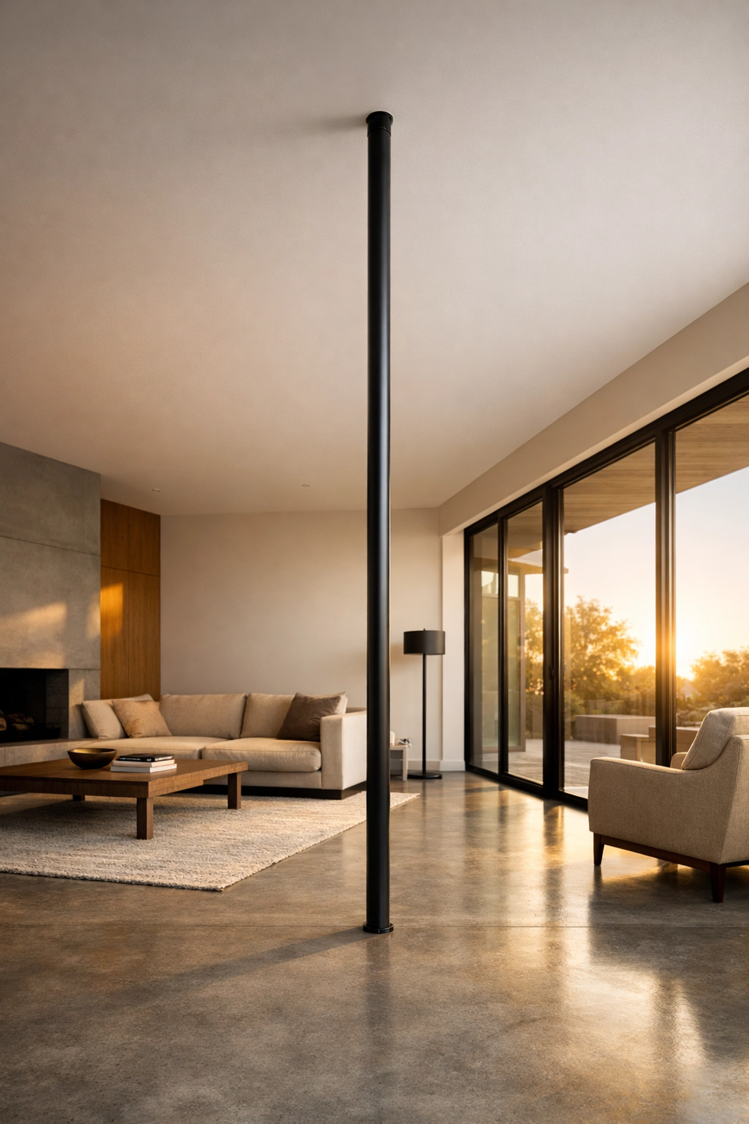 The Resistance Rail floor to ceiling gym system for a no wall damage workout at home.