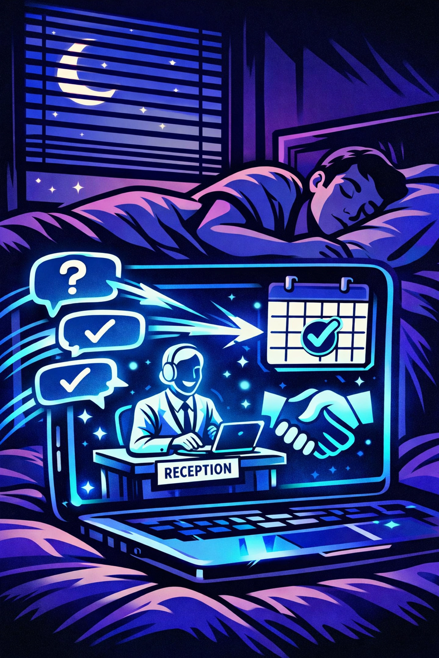 An AI virtual assistant for business booking client meetings and answering leads while the owner sleeps.