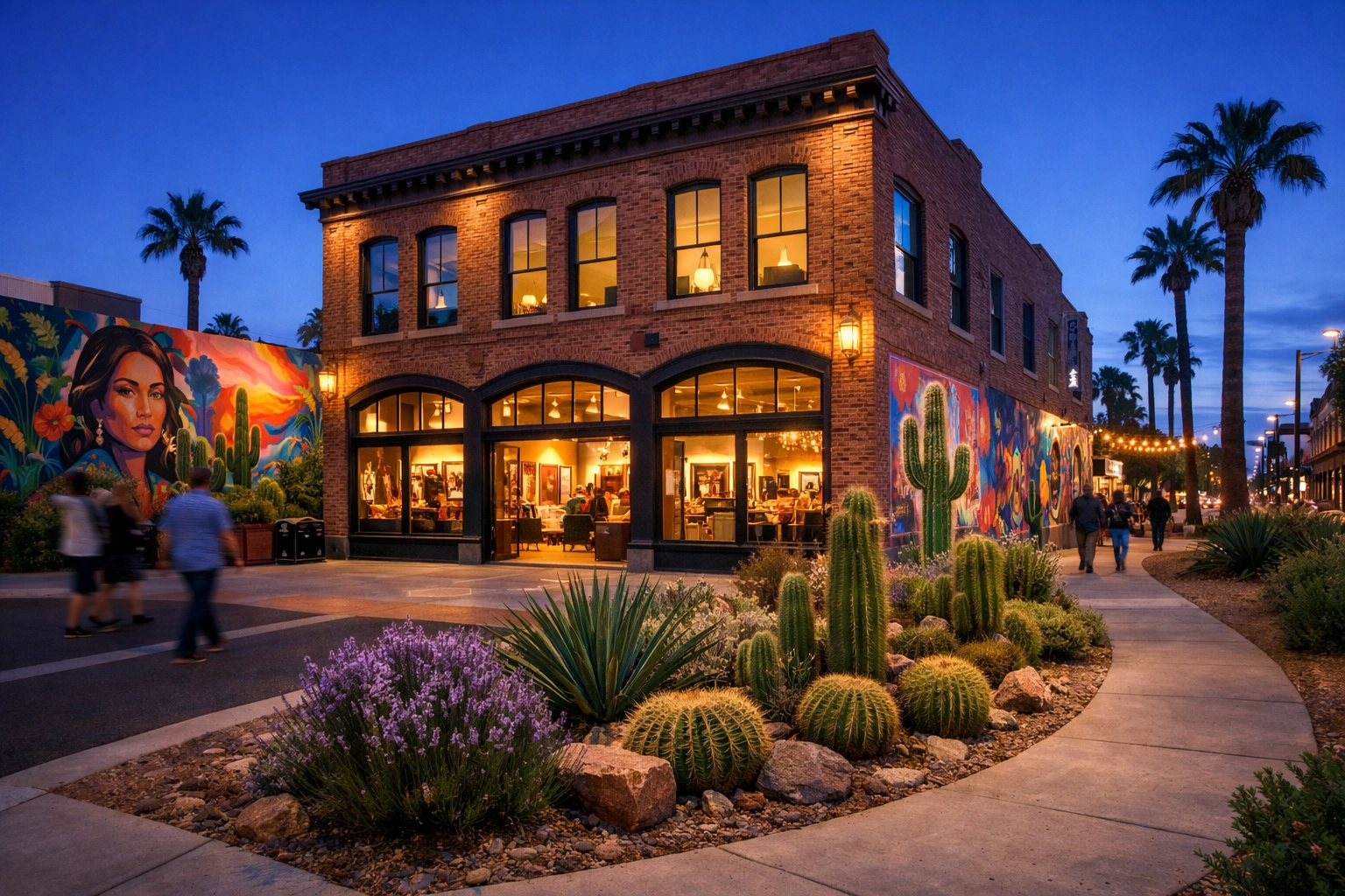 Historic Roosevelt Row district Phoenix with galleries and murals in walkable neighborhood
