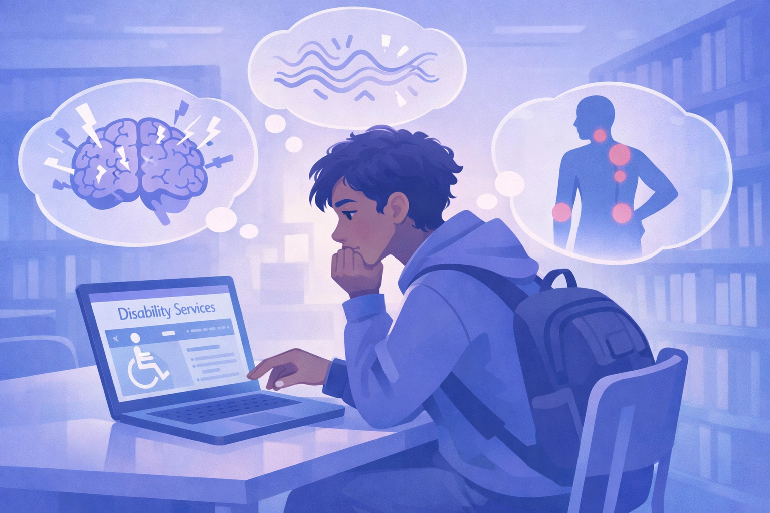 College student hesitating to access disability services due to stigma around invisible disabilities