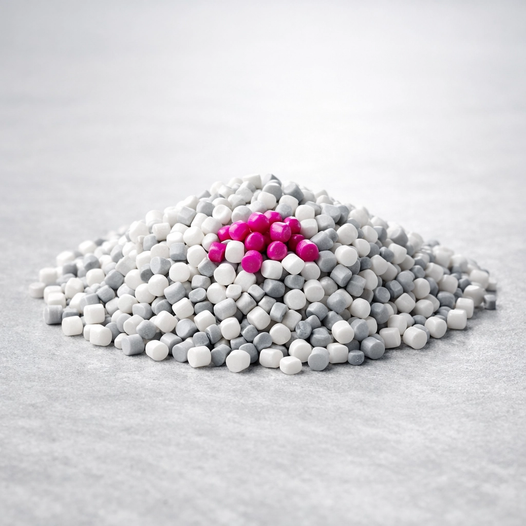 Raw recycled HDPE granules used to create circular and sustainable recycled plastic construction materials.
