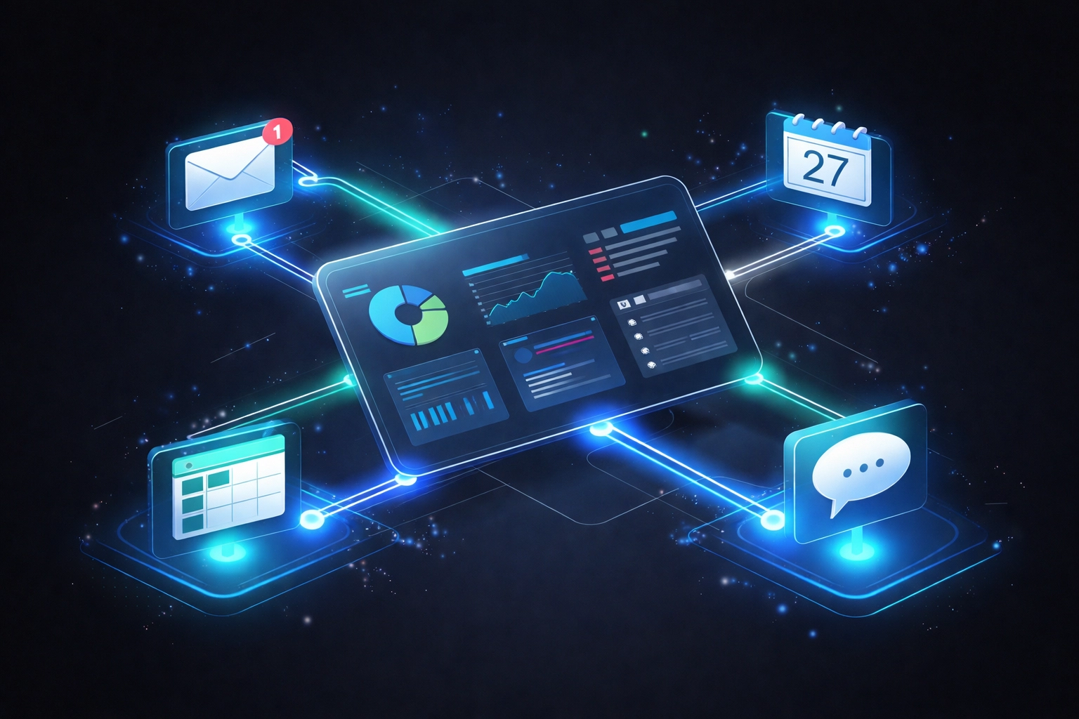 Modern dashboard interface showing connected business apps for seamless workflow automation.