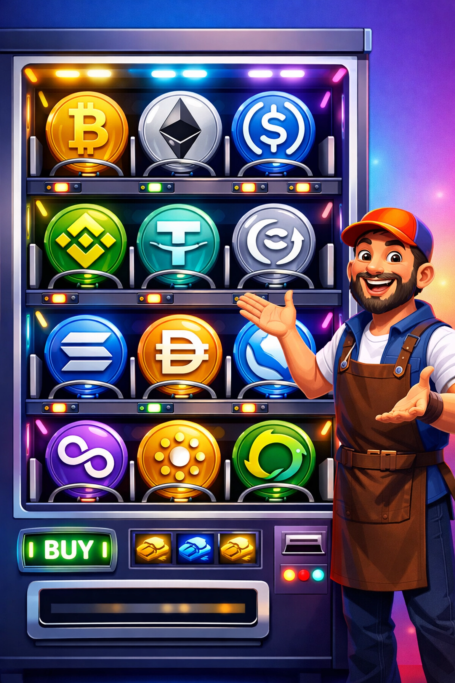 Multiple cryptocurrency and stablecoin payment options including Bitcoin and Ethereum