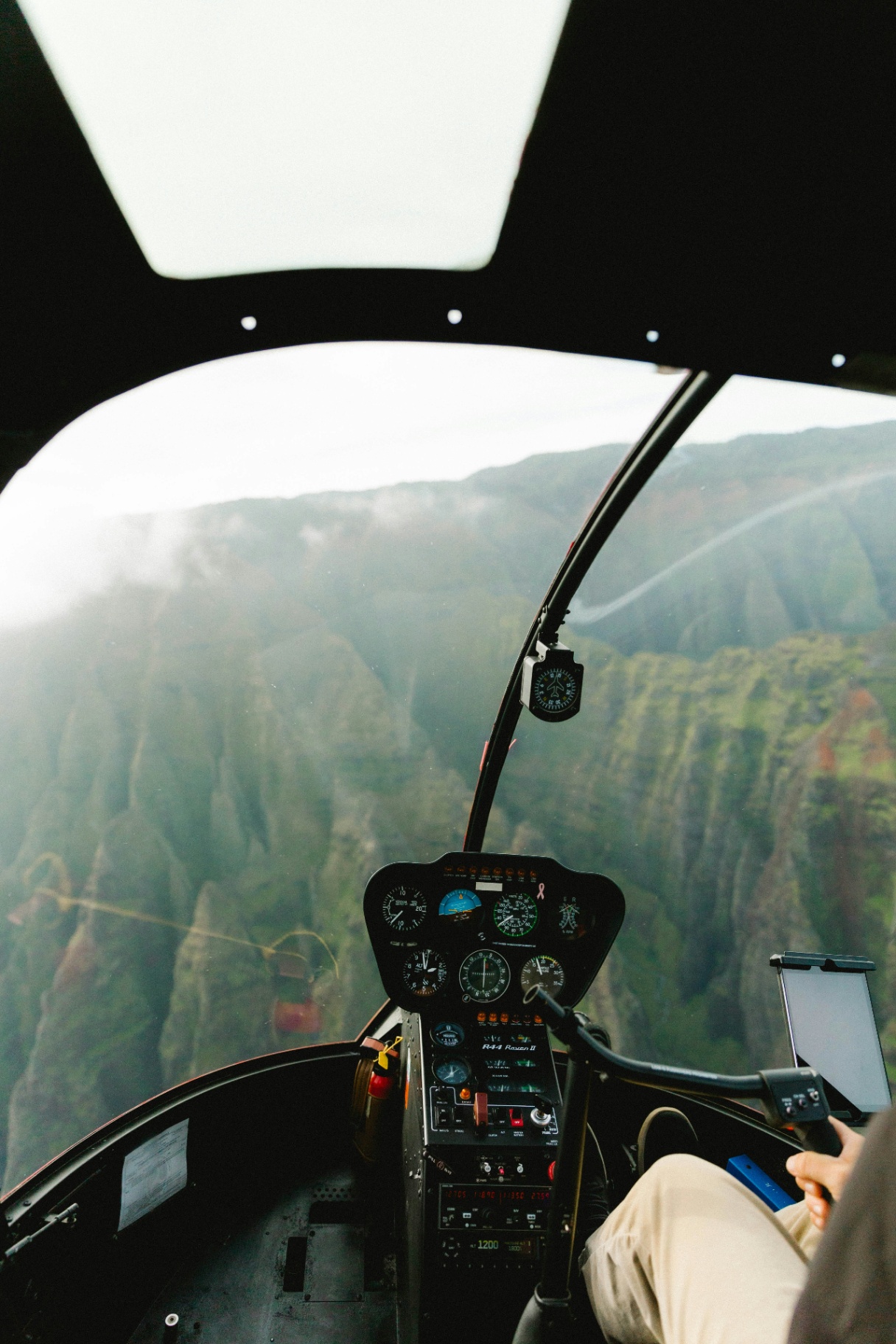 Helicopter over Kauai mountains