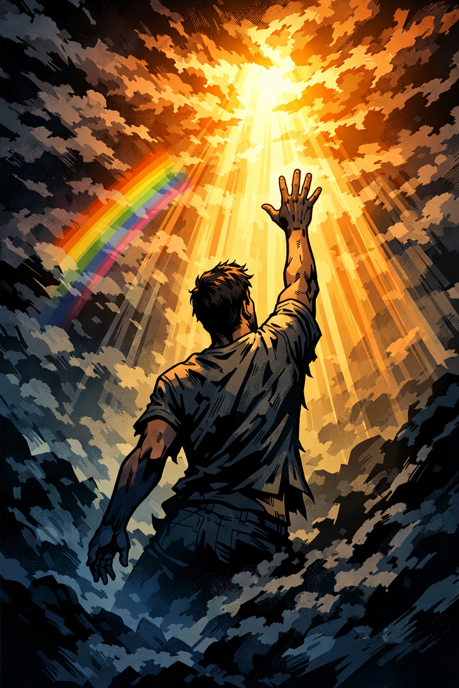 Person in recovery from sex addiction reaching toward hope and authentic love