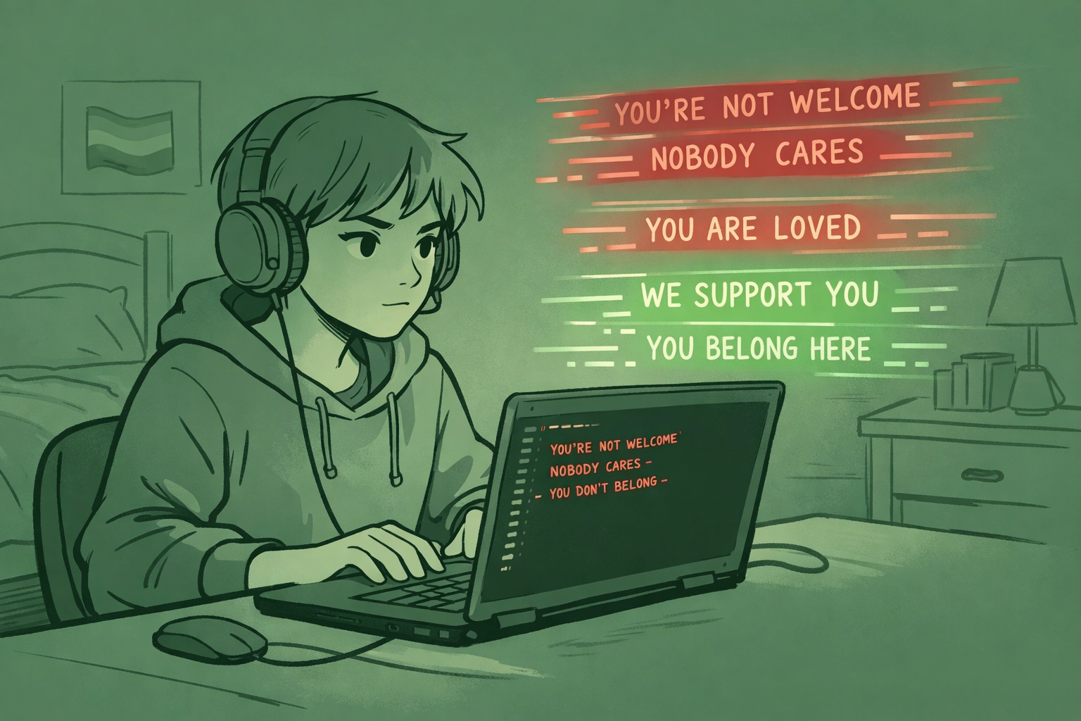 Queer teenager coding browser extension to transform online hate speech into support