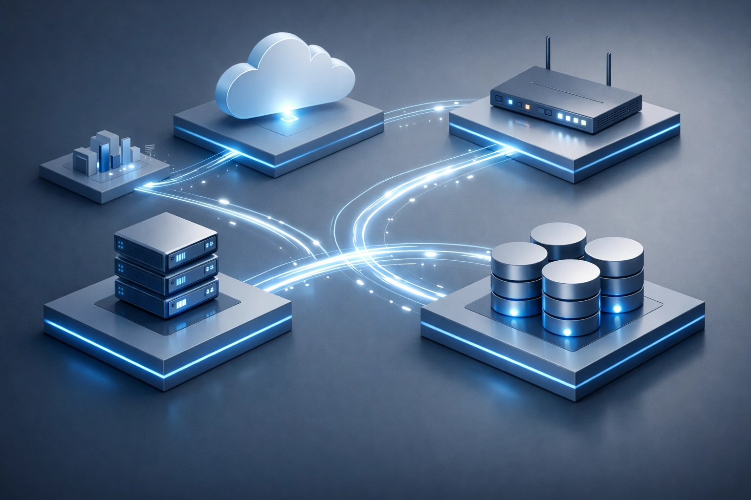 Hyperconverged infrastructure visualization showing unified compute storage and networking platforms