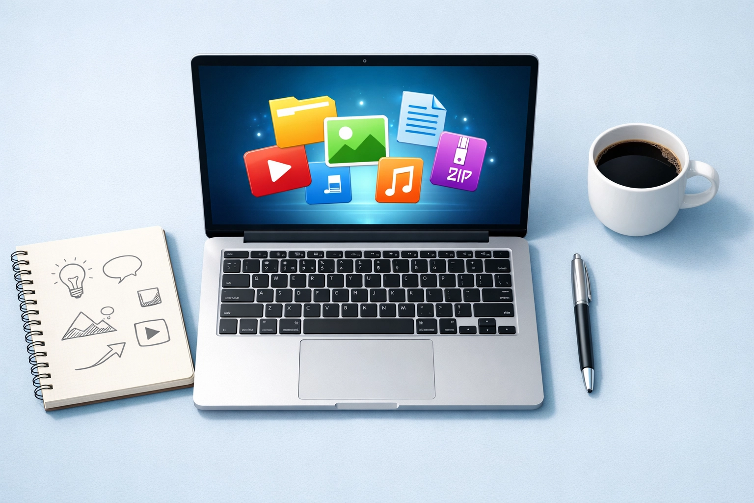 Minimalist workspace with laptop for creating digital products to sell online