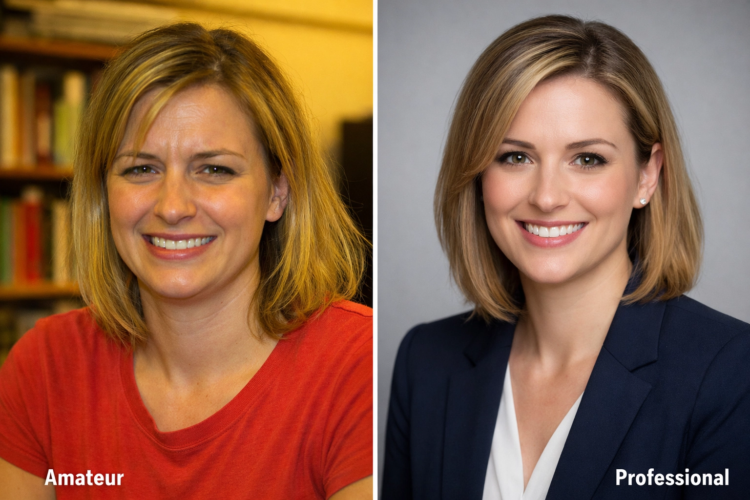 Before and after comparison highlighting professional corporate headshot tips for quality portraits.