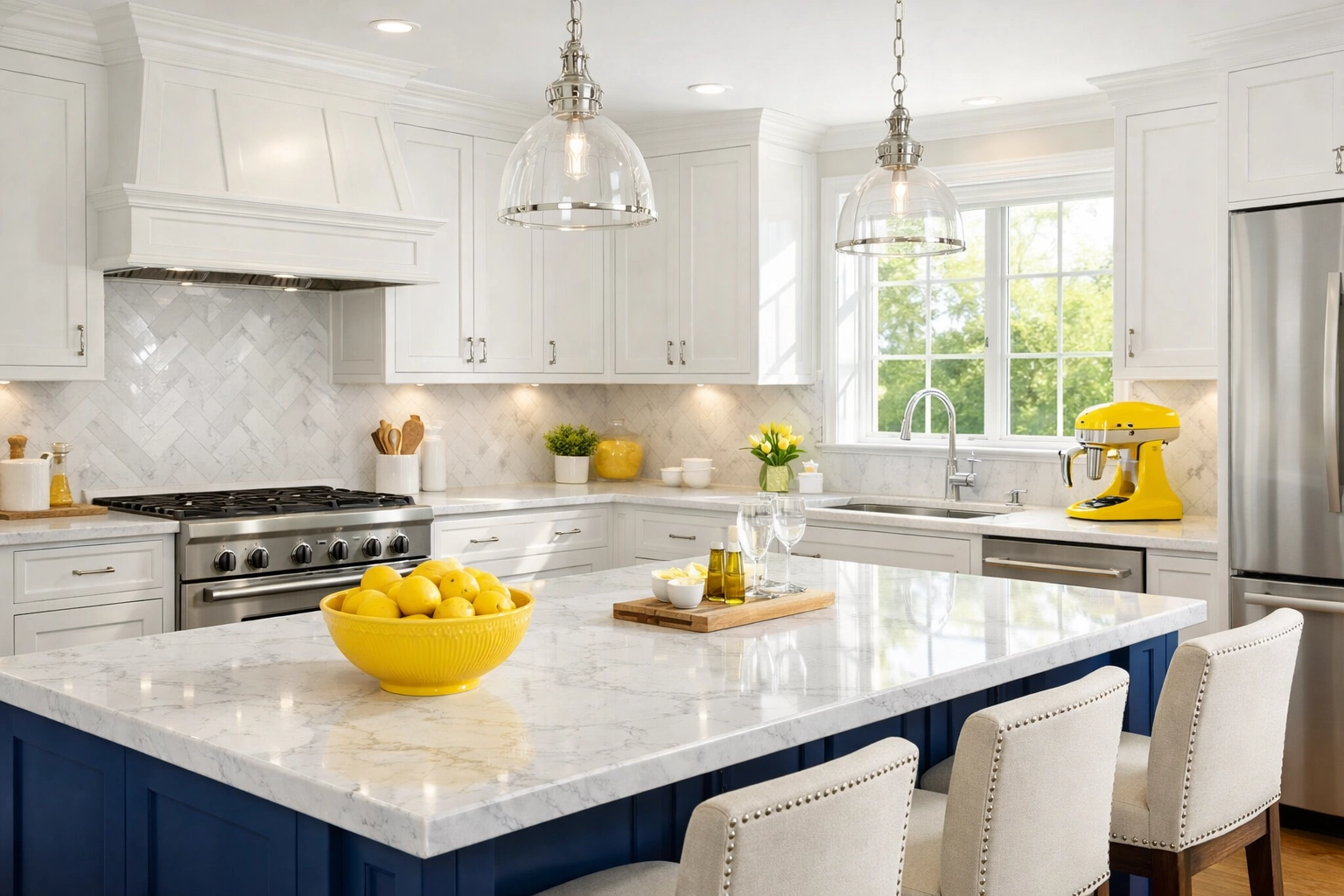 Spotless white kitchen in a luxury home after professional move-in cleaning Lexington services.