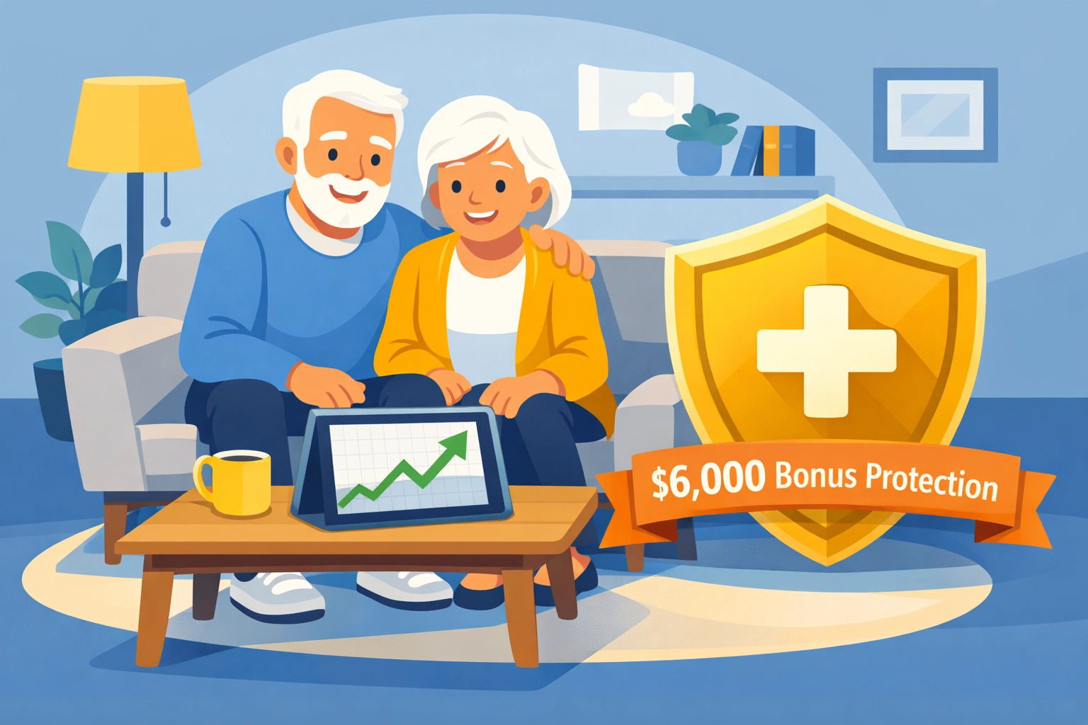 Senior couple viewing tax savings from the 2026 IRS bonus deduction for retirees over age 65.