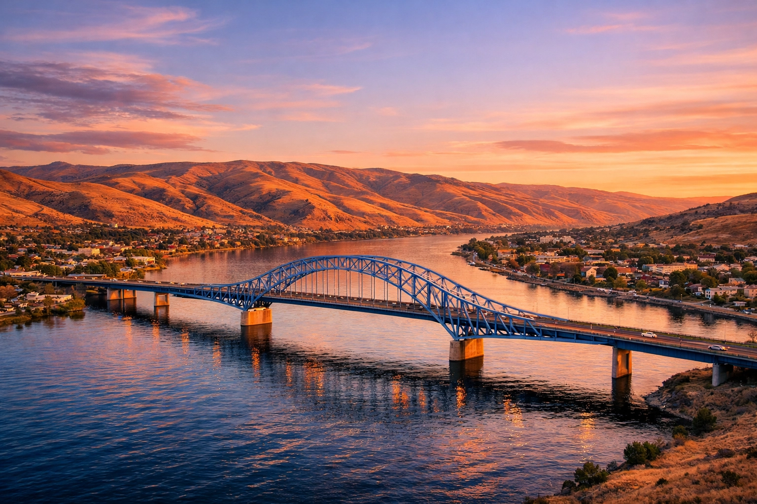 High-speed fiber internet service area showing the Blue Bridge and Snake River in Clarkston, WA.