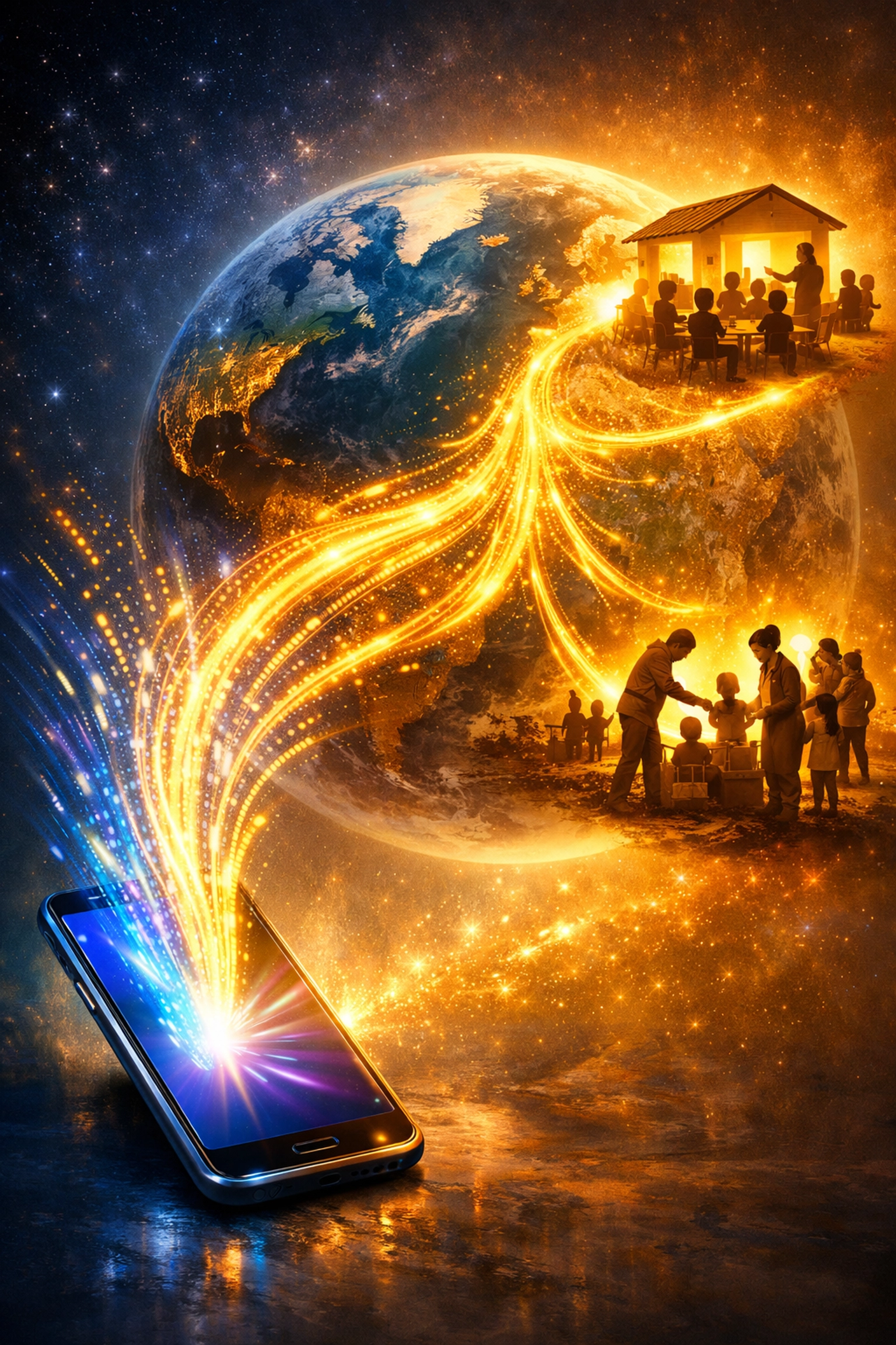 Larecoin global charity impact visualization with transactions supporting communities worldwide