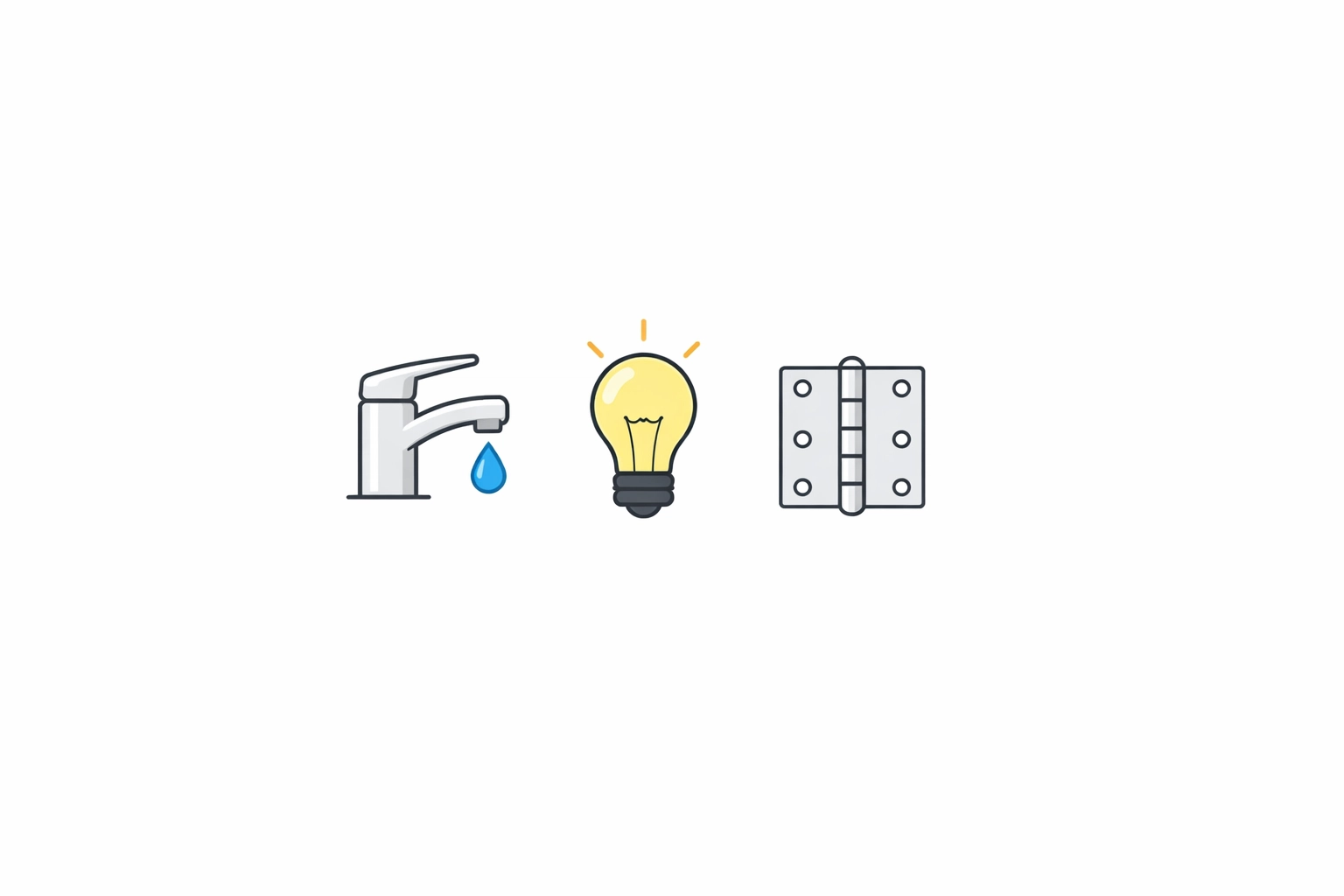 Icons for small home maintenance tasks like plumbing, electrical, and door repairs in Richmond BC.