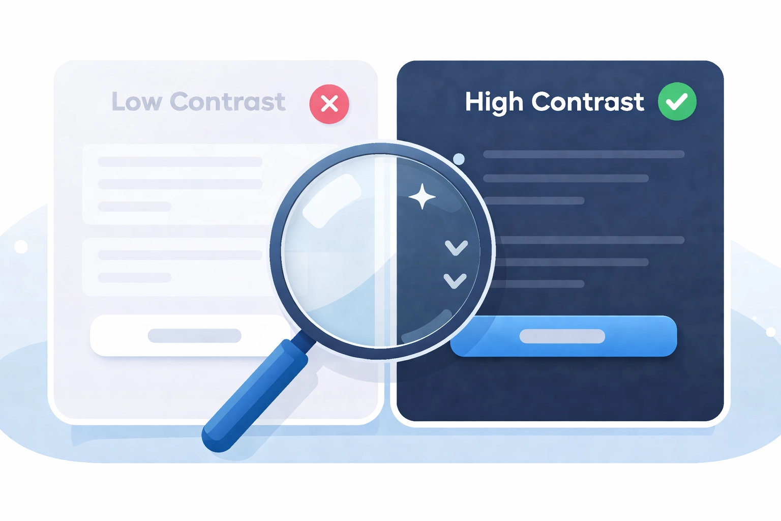 Side-by-side comparison of poor and strong color contrast for accessible web design