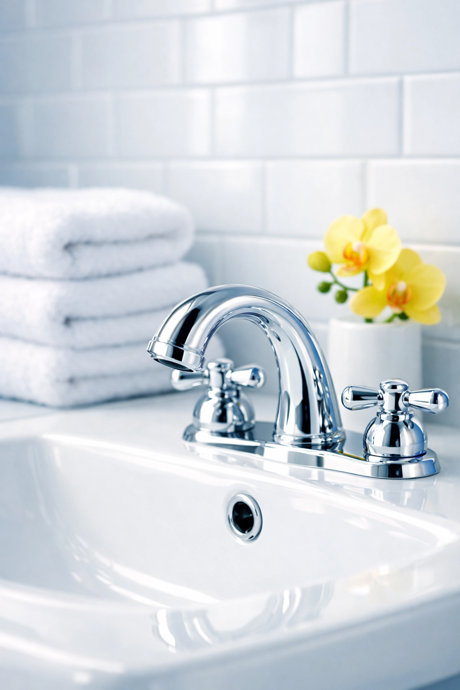 A sparkling master bathroom sink showing the deep-clean results of House Cleaning Worcester MA.