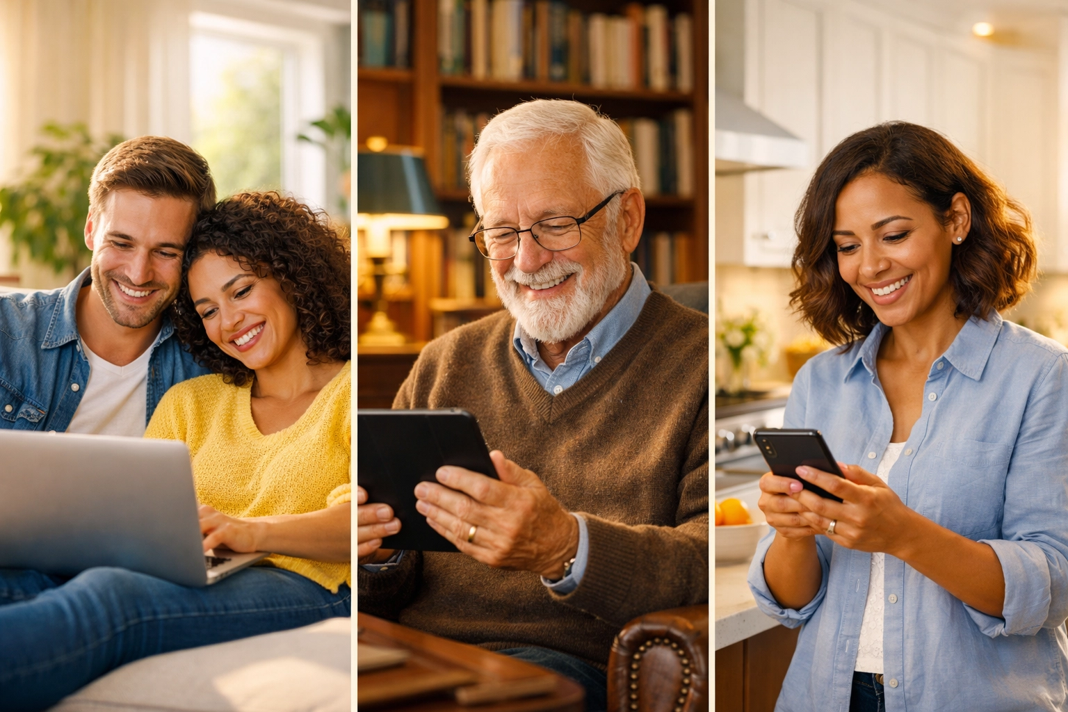 Diverse believers connecting through digital devices, reflecting the global body of Christ and online church community.