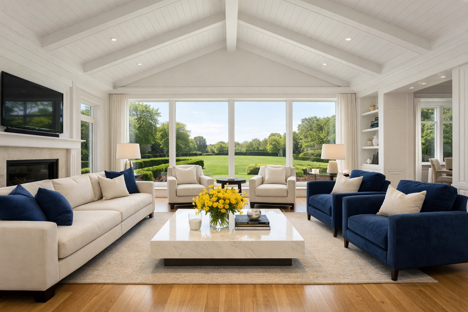 Impeccably clean Lynnfield living room showcasing professional bi-weekly house cleaning results.