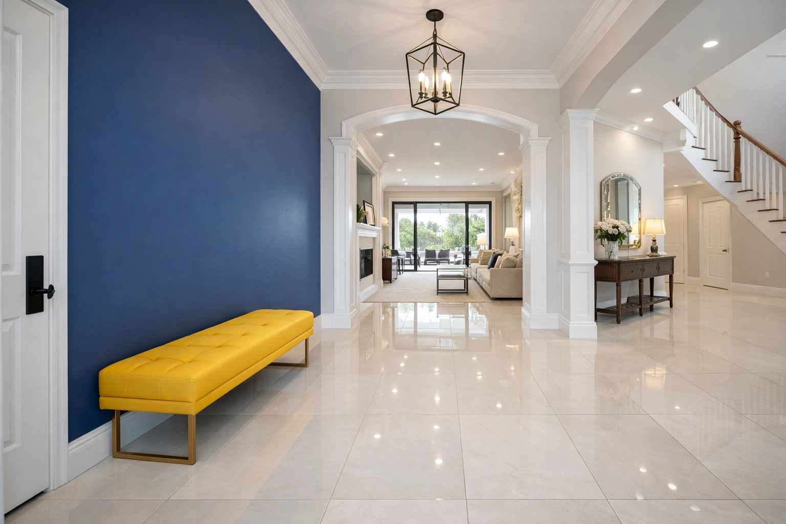 Clean and organized home entryway after professional treatment from house cleaning services MA.