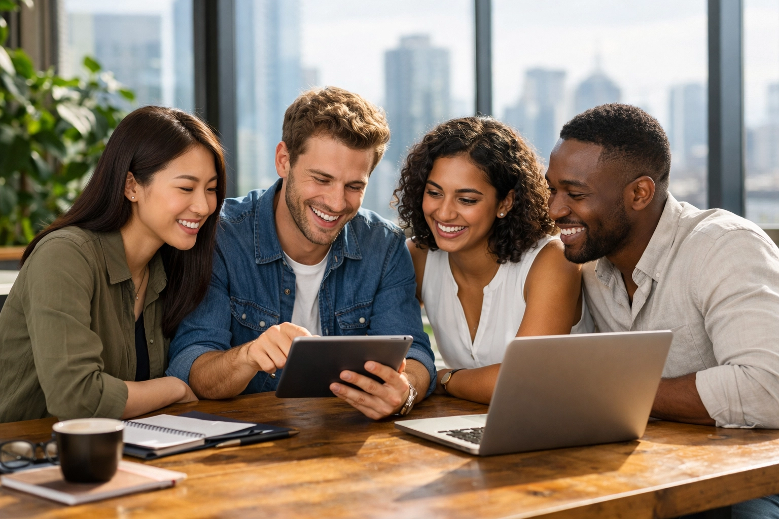 Diverse professional team collaborating on authentic brand strategies as part of Dakdan Worldwide’s global reach.