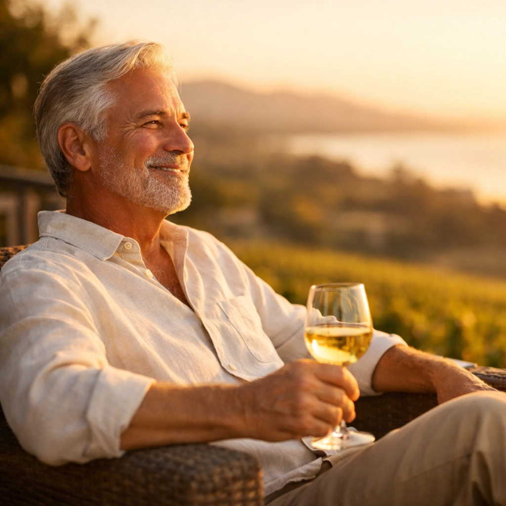 Business owner enjoying a serene landscape, representing the Return on Life Experience after a successful business exit.