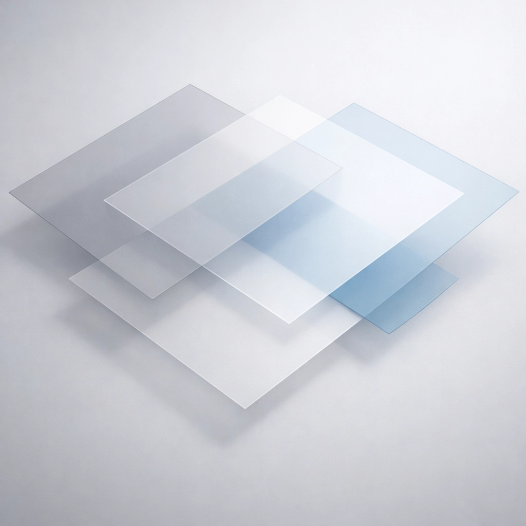 Overlapping translucent forms representing the grey zone in medical diagnosis and clinical uncertainty