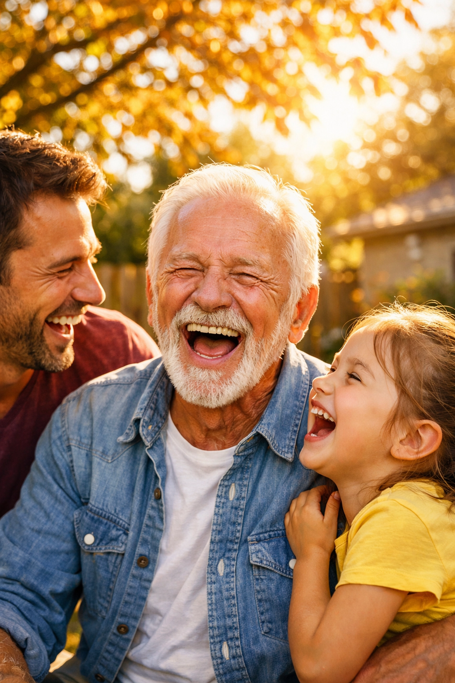 A happy multi-generational family enjoying life, illustrating the living benefits of life insurance.