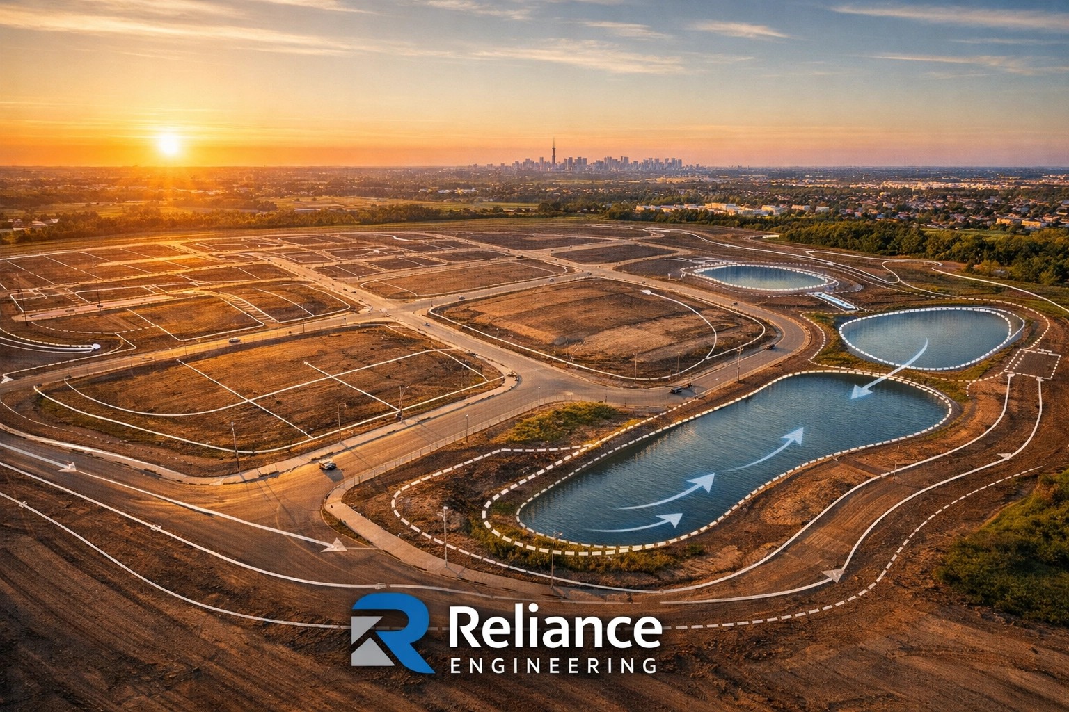 Finished land development project in the GTA showcasing expert site grading and utility infrastructure.