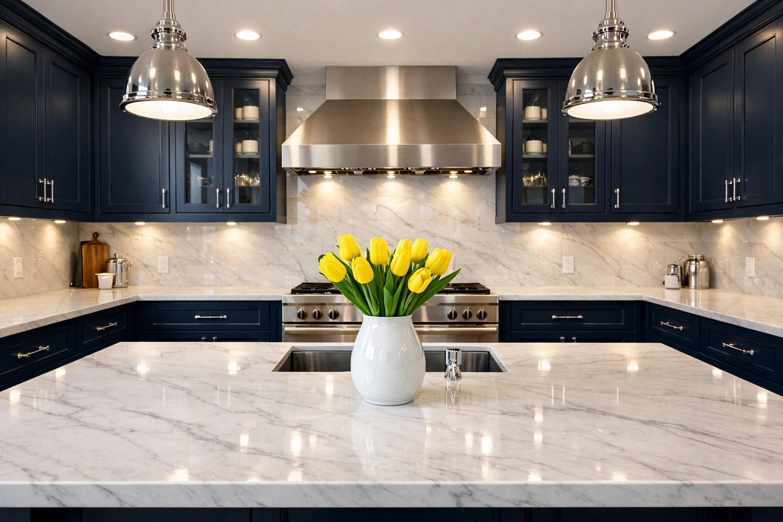 Sparkling clean luxury kitchen in Leominster after specialized post construction cleaning services.