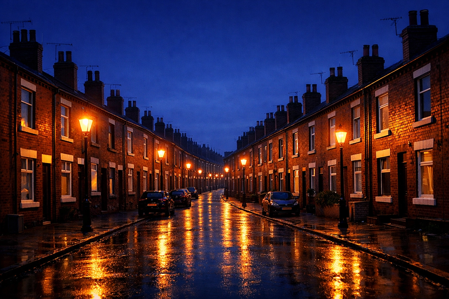 Traditional red-brick terraced street in Oldham showing buy-to-let investment opportunities.