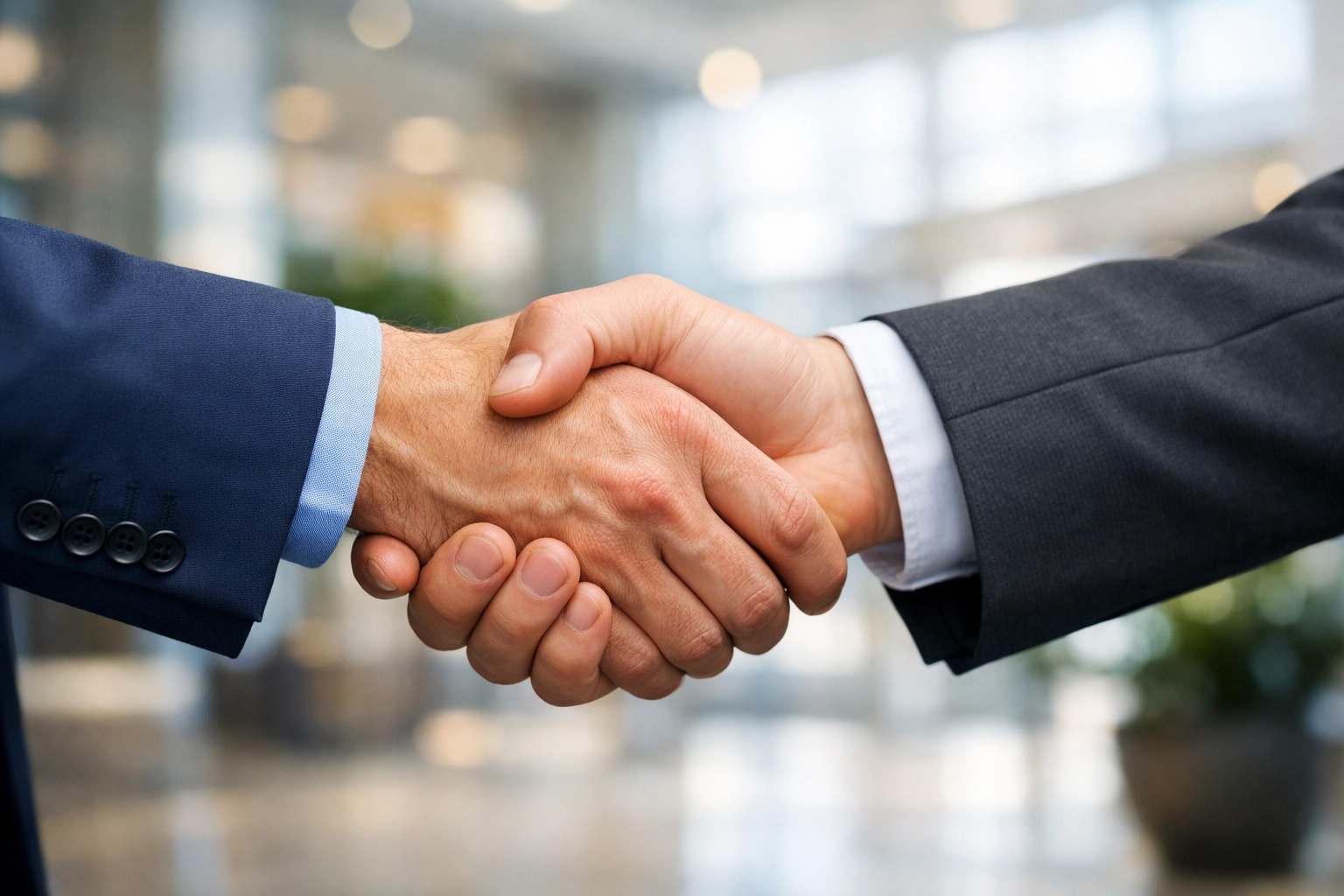 A professional handshake after a successful business exit in Mississippi.