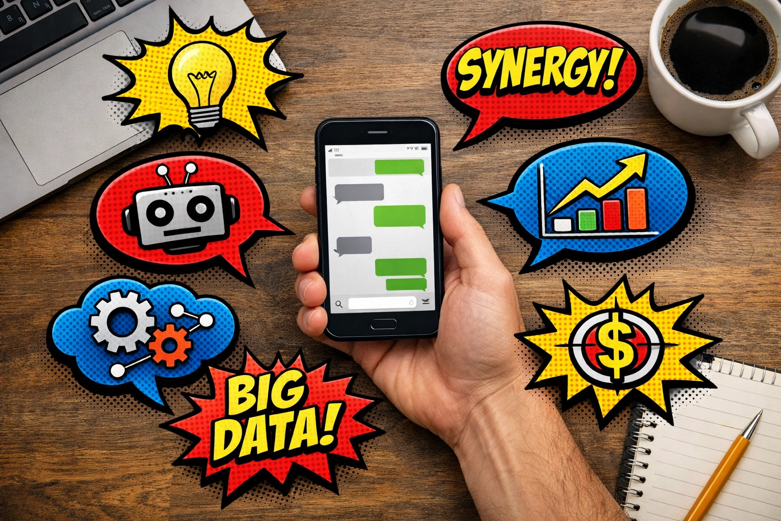 AI marketing messaging interface showing loss of authentic brand voice and personality