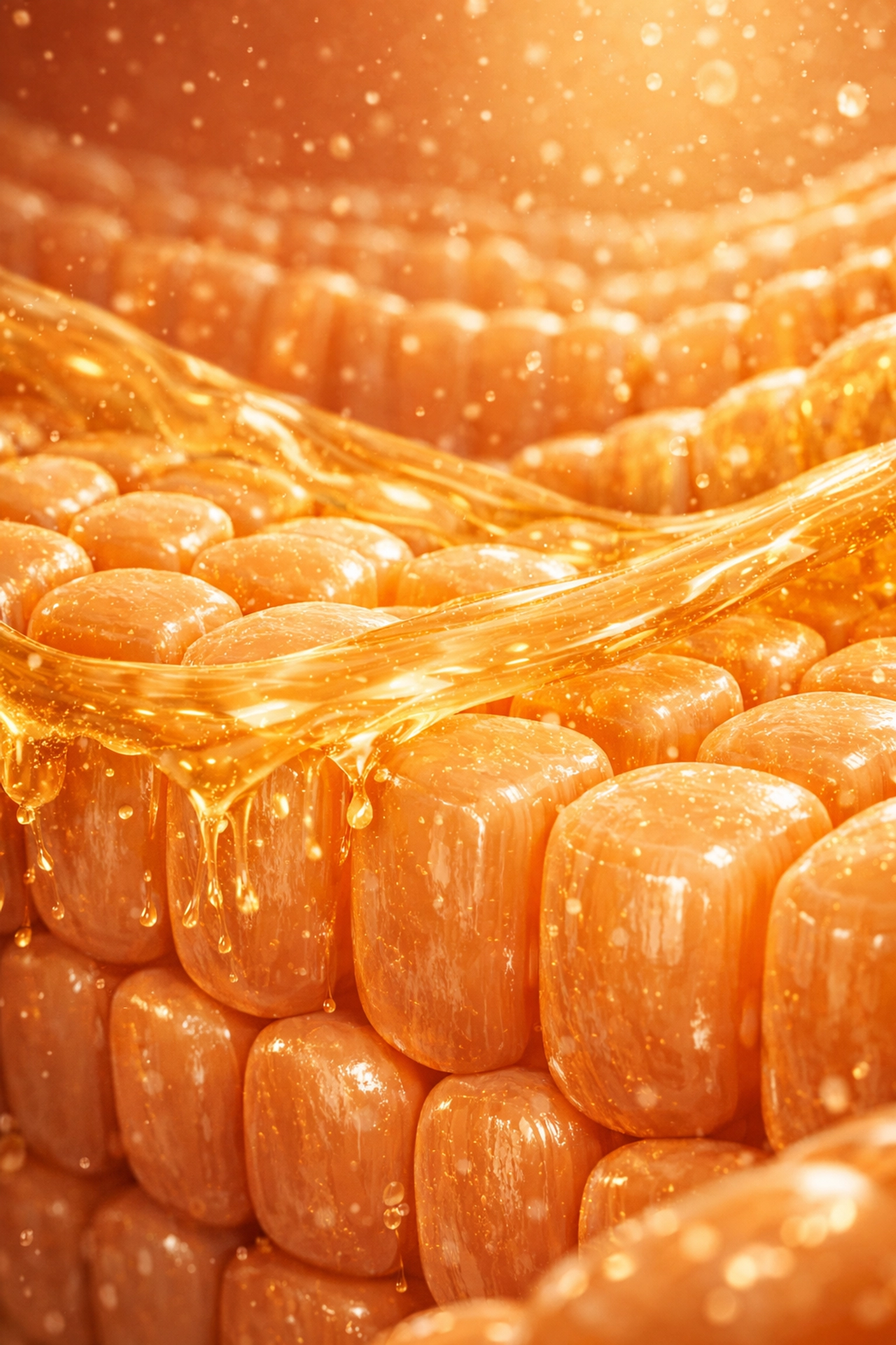 Visualization of a healthy gut lining protected by bone broth nutrients to improve intestinal barrier function.