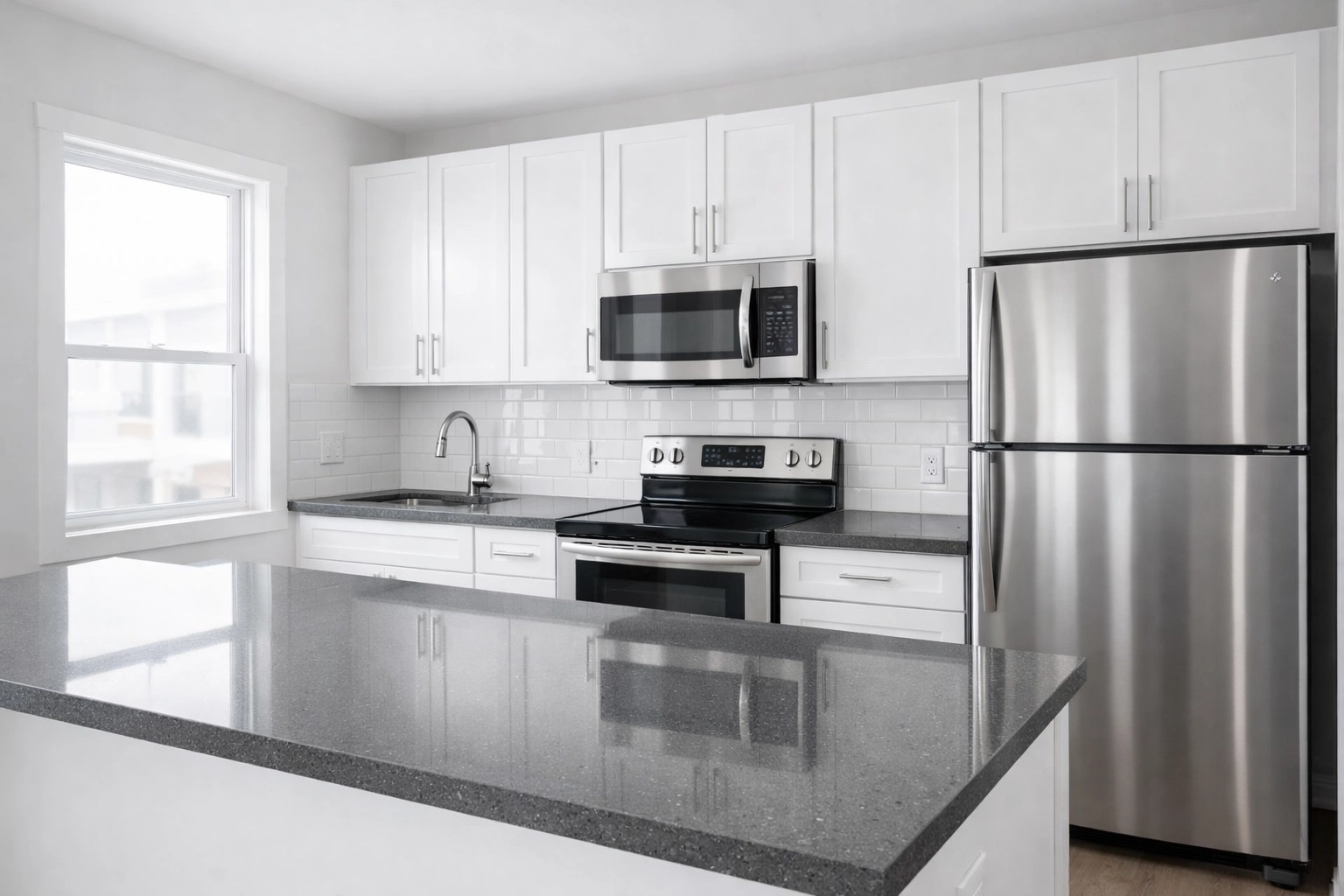Pristine kitchen in a Charlotte apartment following a professional move out cleaning service.