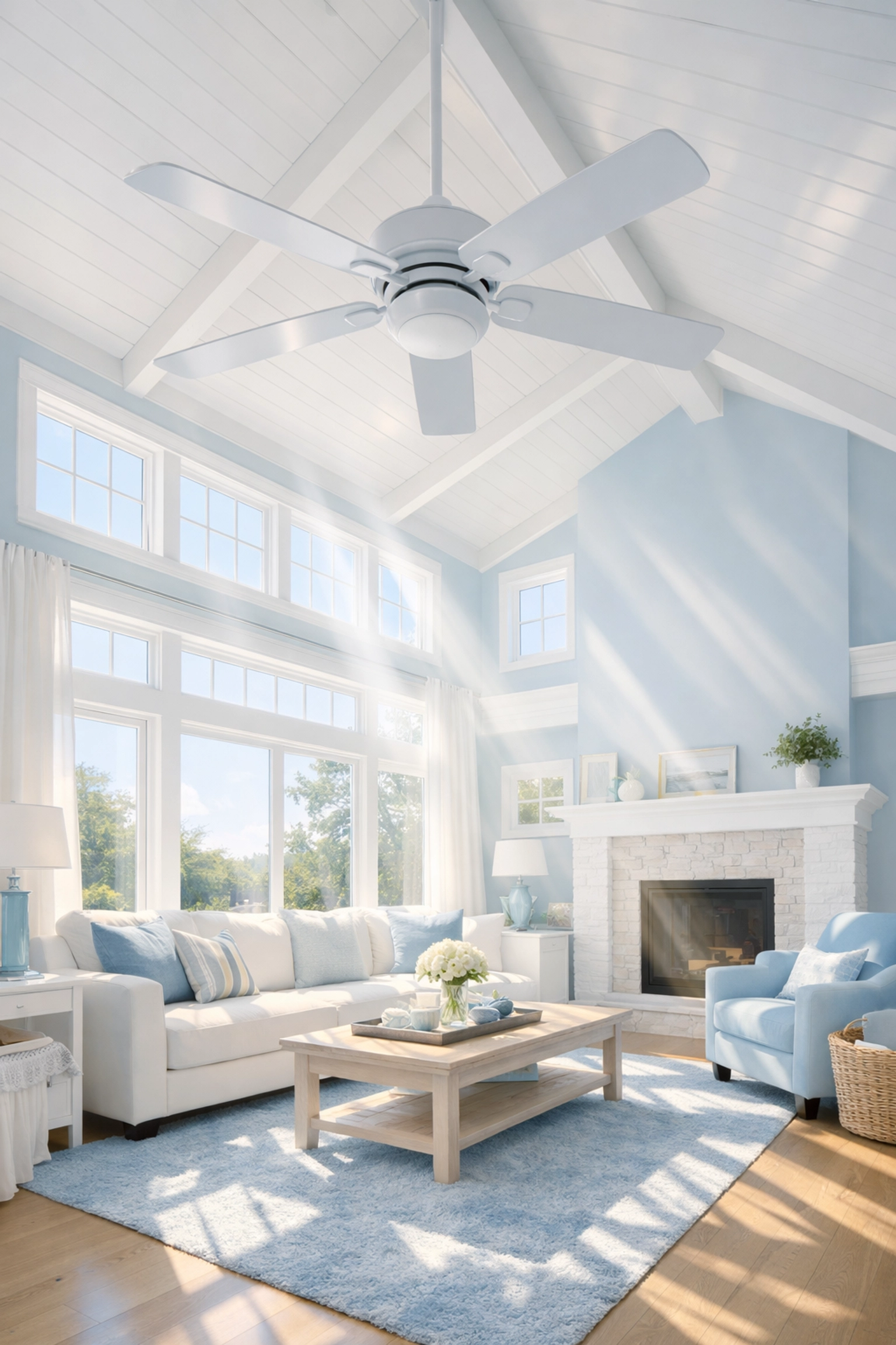 Sun-drenched, dust-free Milford living room showing clean air after professional deep cleaning.