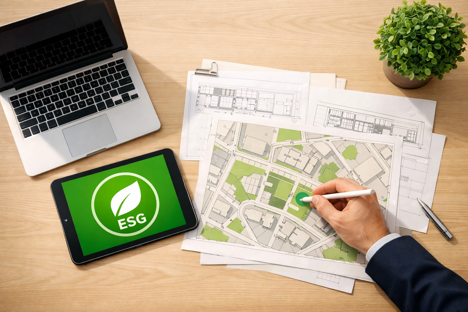 Strategic ServiceNow ITOM planning for ESG compliance and energy cost reduction in a modern office.