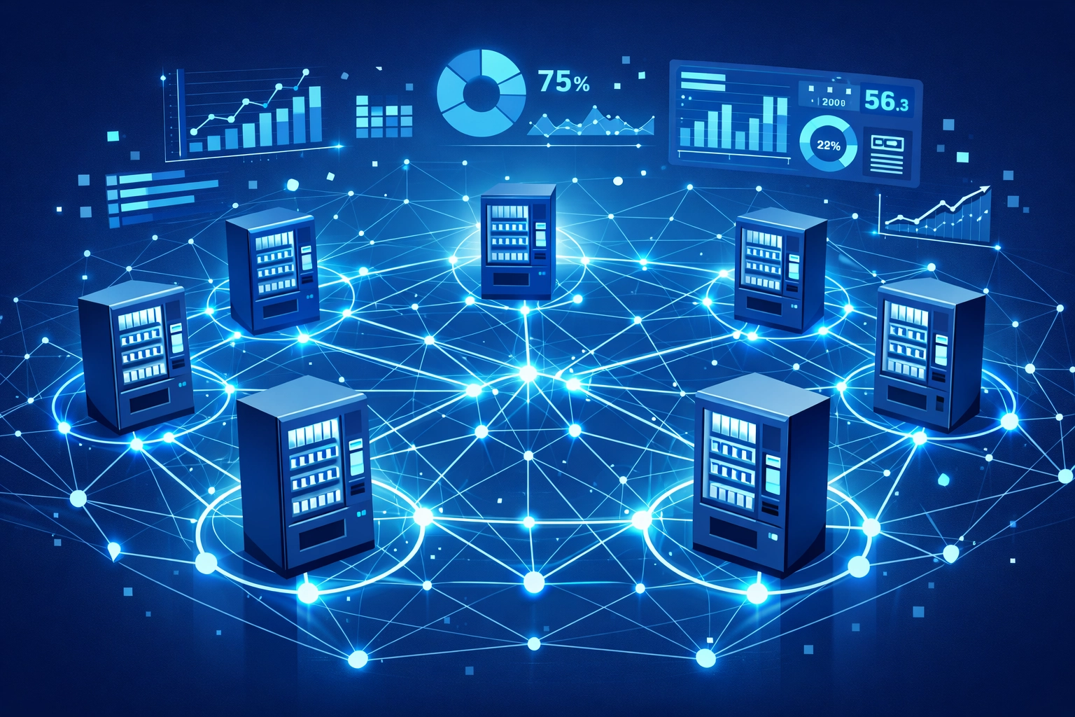 Connected smart vending machines network with real-time data analytics and IoT connectivity