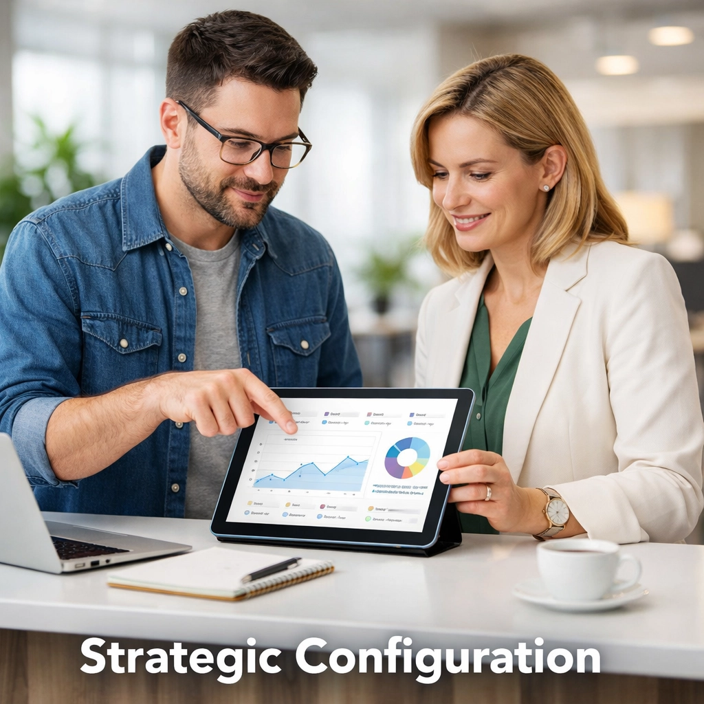 ServiceNow implementation partner discussing strategic Agentic AI dashboard configuration in a modern workspace.