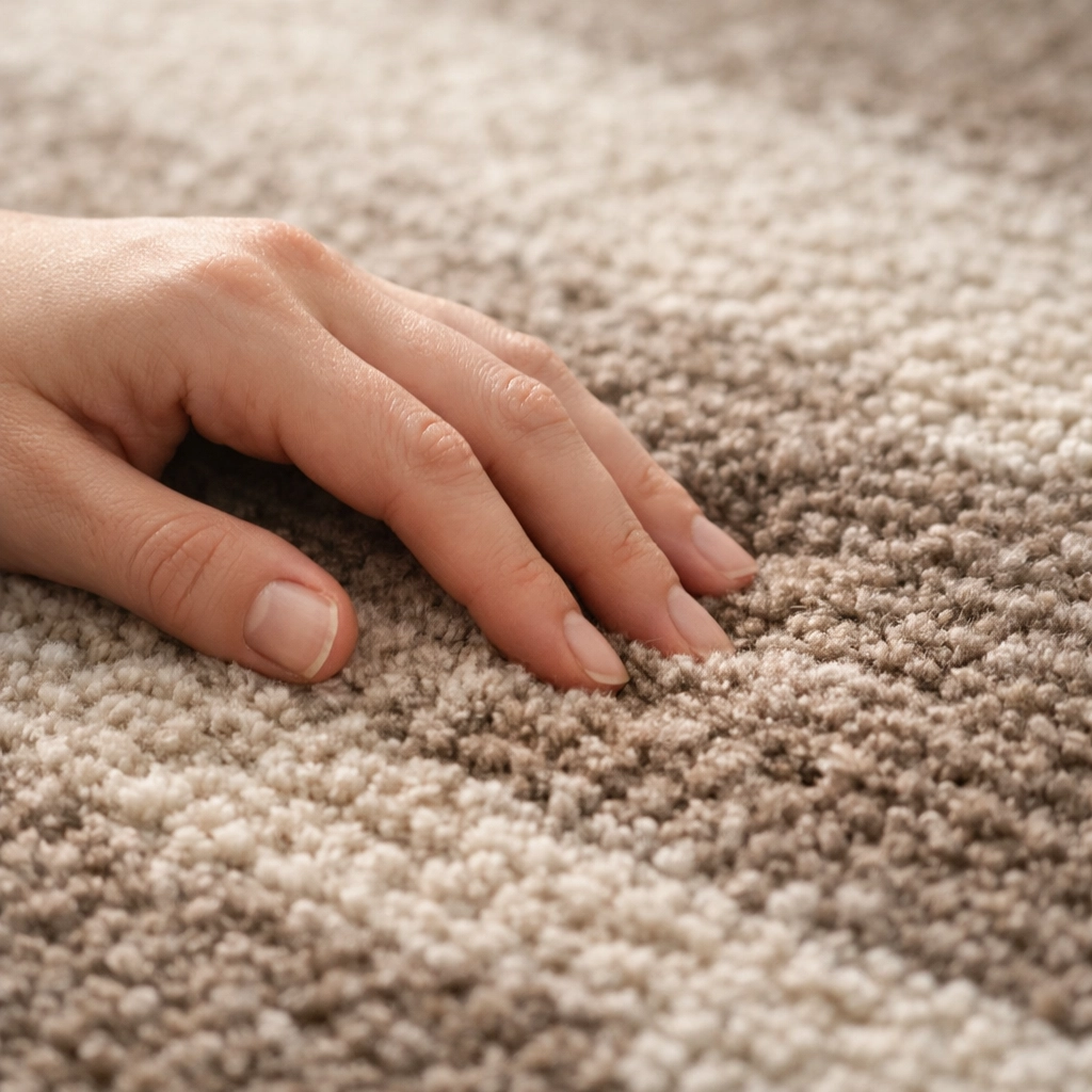 Hand-knotted wool carpet texture showing dense pile and artisan craftsmanship detail