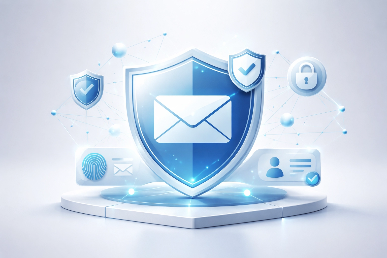 Abstract shield and email icon symbolizing BIMI email security and brand indicators for business emails