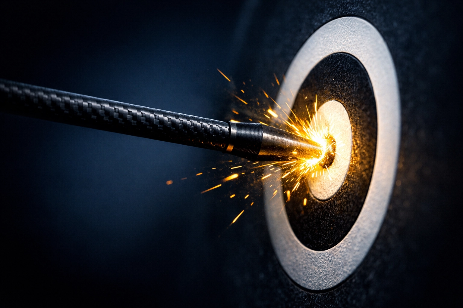 An arrow hitting a bullseye representing outcome-focused Key Results for strategic business transformation.