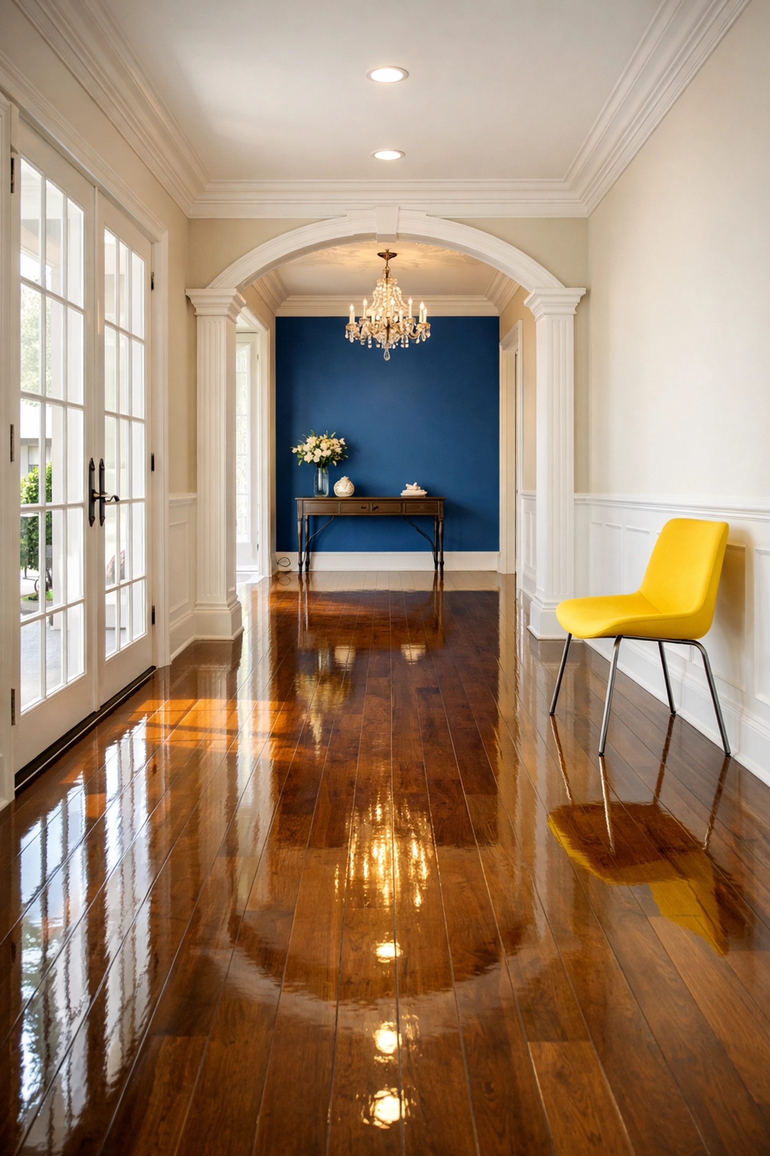 Impeccable hardwood floors in a Leominster home after a weekly house cleaning service visit.