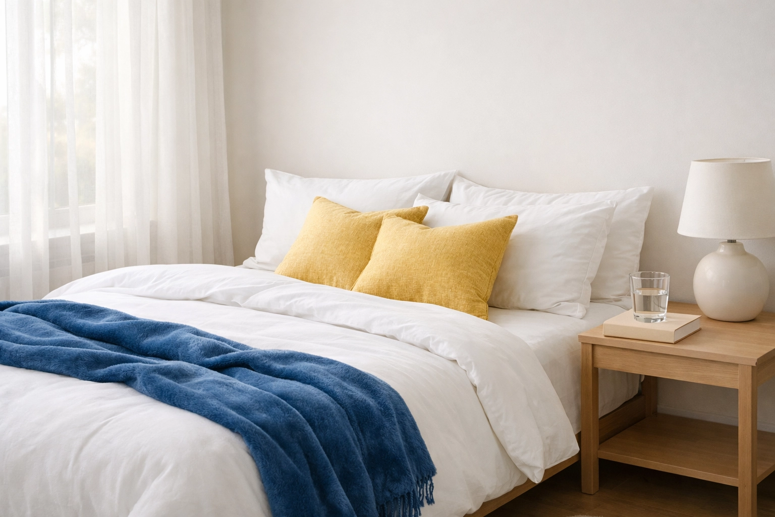 Serene master bedroom in Shrewsbury showing the stress-free results of a professional maid service.