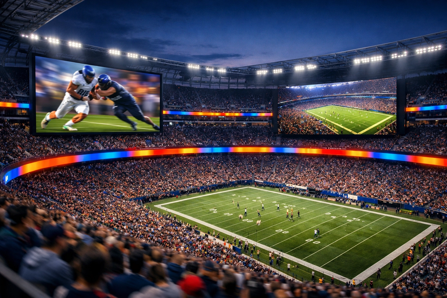 Digital stadium advertising and media content showing the intersection of technology and sports infrastructure.