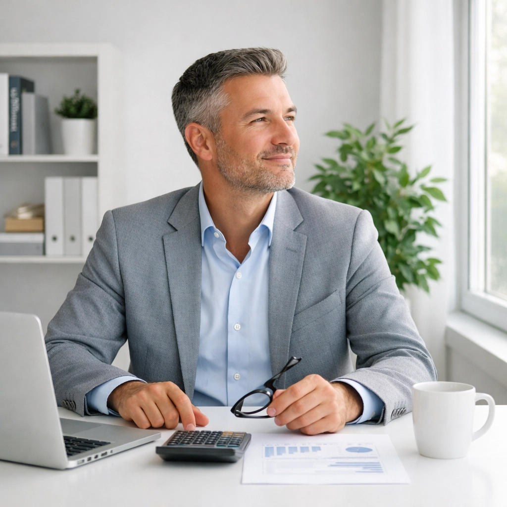 Confident startup founder enjoying peace of mind after professional monthly bookkeeping services.