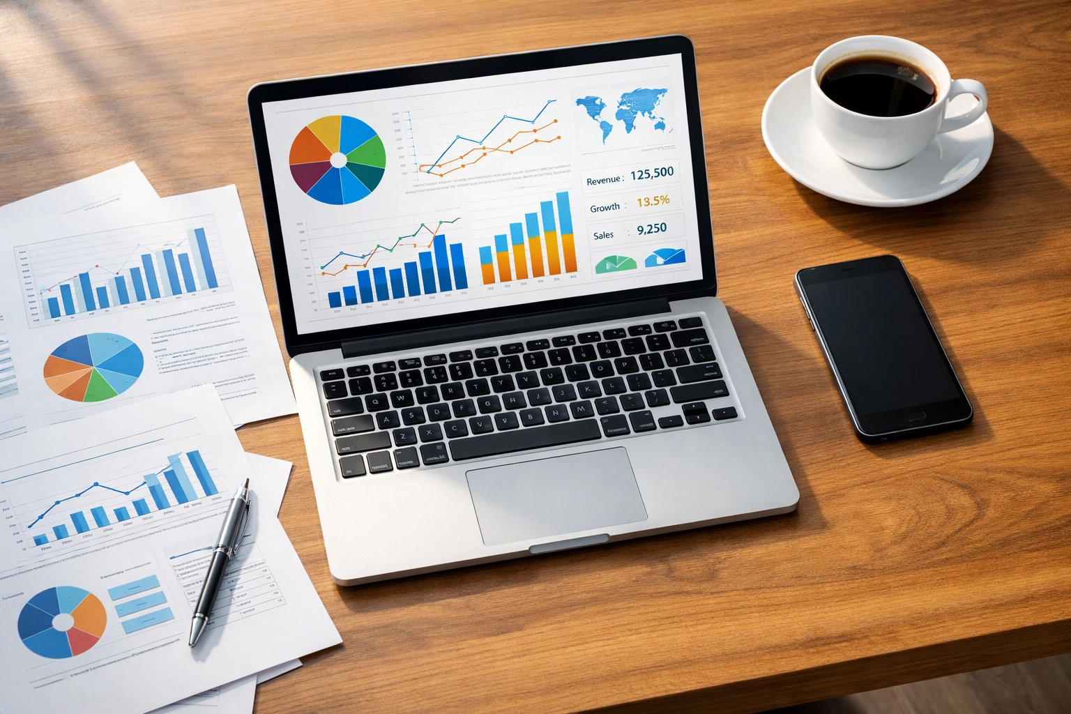 AI-powered bookkeeping software displaying financial data and automated transaction categorization